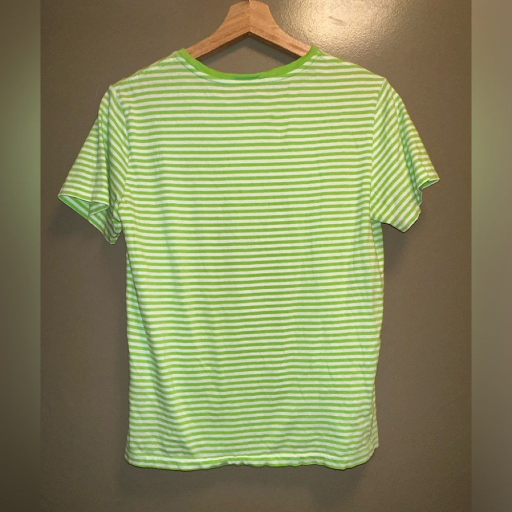 Ralph Lauren, green and white striped short sleeve shirt - Picture 2 of 3